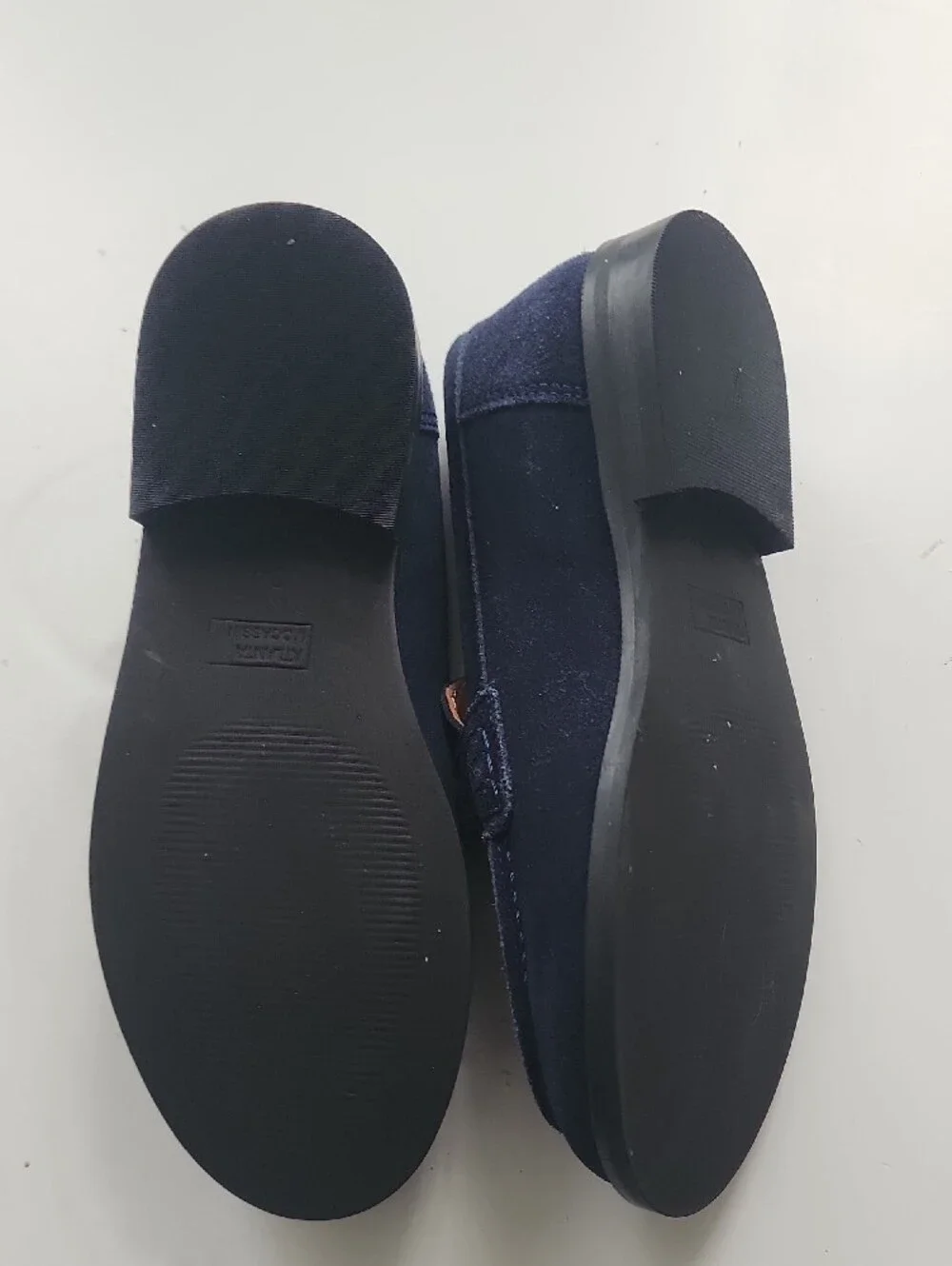 Navy Suede Horsebit Loafers. In Excellent Condition Like New